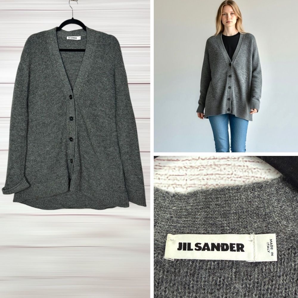 Jil Sander FW 2008 Alpaca Cardigan Oversized Grey Raf Simons Era V-neck M